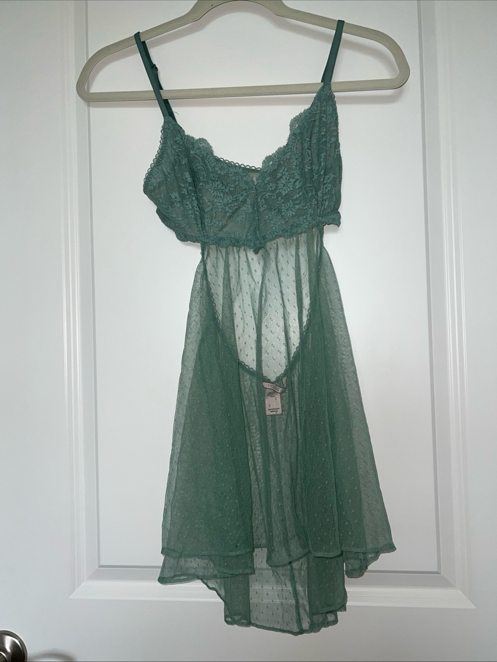 Victoria’s Secret Sheer Lace&Mesh Chemise Nightdress sea foam color XS very sexy